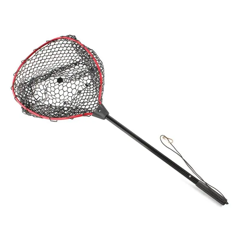 

Aluminum Alloy Pole Retractable Fishing Net Telescoping Foldable Landing Rubber Net for Fly Fishing Network Red