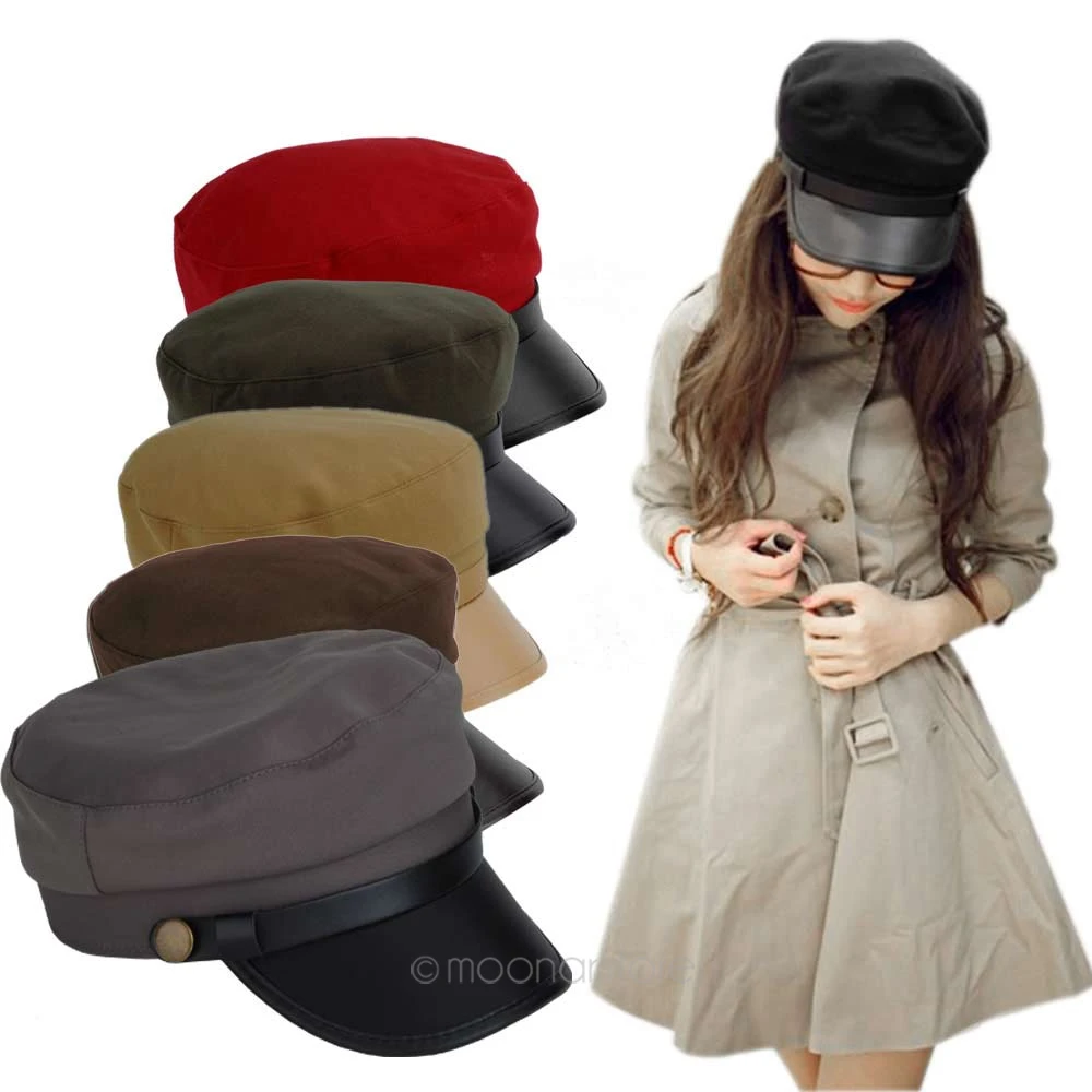 

NEW Arrival Leather Brim Spring Winter All match Sailor Cap Military Style Hats