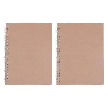 

2pcs Retro Spiral Coil Grid Sketchbook Notebook Diary Journal Student Memo