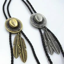 Новое поступление, шапка для мальчика с двойным пером, галстук-Боло, модная новинка, последняя мужская одежда для шеи, аксессуары, легированный галстук-боло