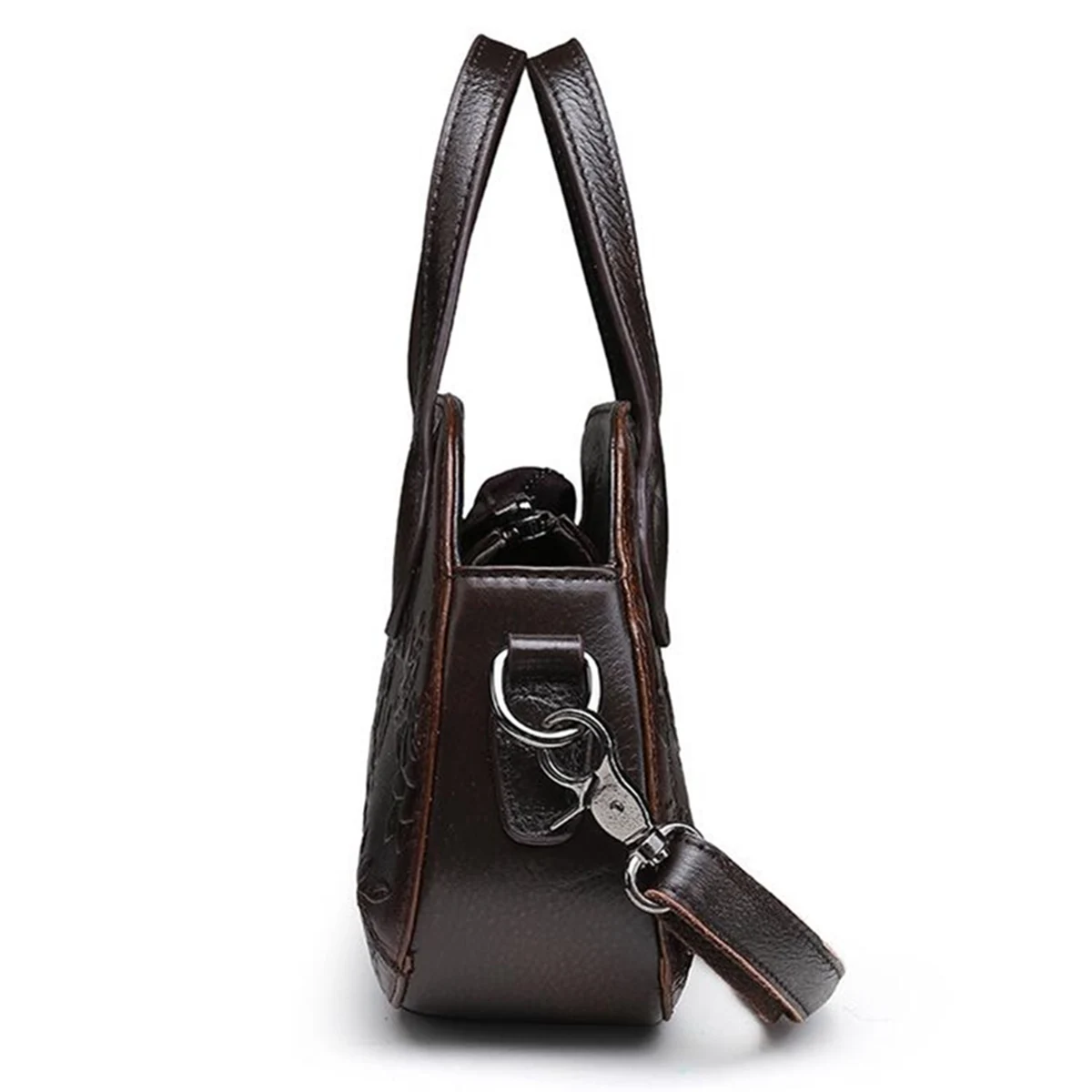 AEQUEEN Women Genuine Leather Bag Ladies Flower Embossed Handbag Vintage Shoulder Messenger Bag Female Tote Purse Travel Bag