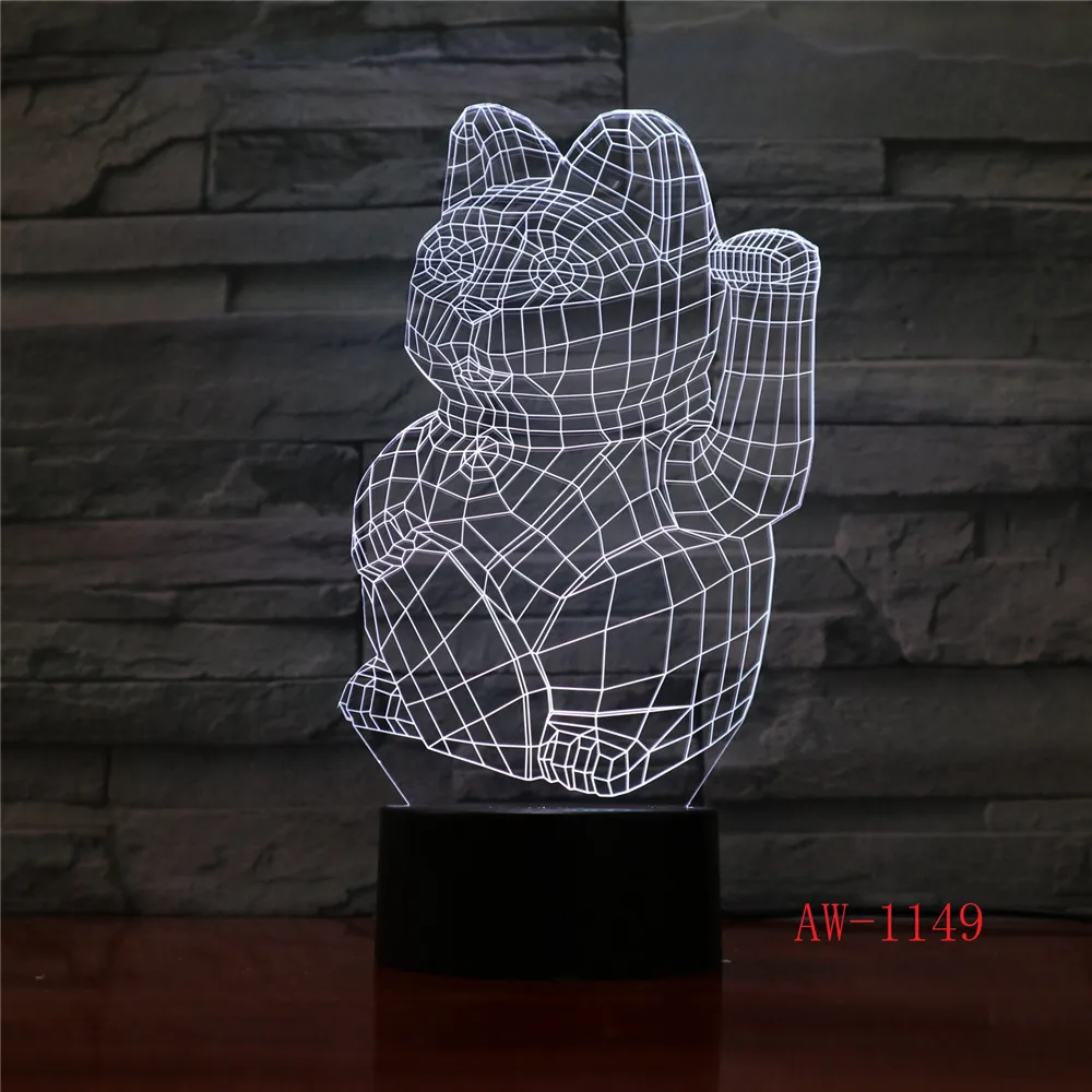 3D Ночная Лавовая Лампа Кот удачи Креативный светодиодный светильник с