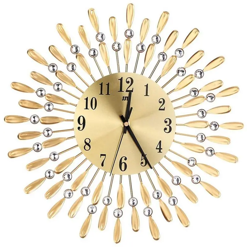 

15 inch 3D Large Wall Clock Shiny Rhinestone Sun Style Modern Living Room Decor