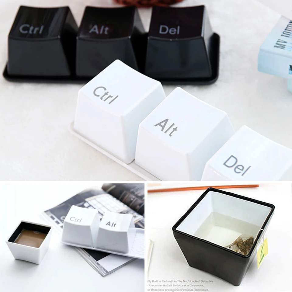 

Travel Coffee Mug Creative Tea Cup Plastic Water Cups And Mugs White/Black Print 3pcs/Set Keyboard Button/Milk Mug Office Custom