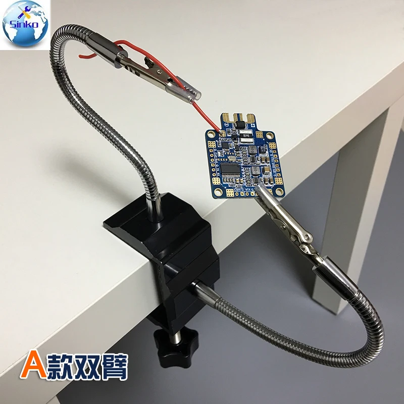 

Bench Vise Aluminum Table Clamp Soldering Iron Holder Soldering Station PCB Fixture Helping Hand with 2 Flexible Arms