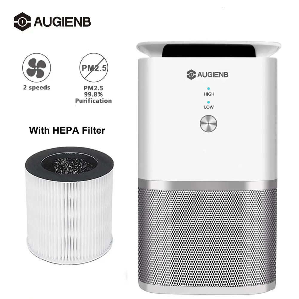 AUGIENB Air Purifier with HEPA Filter Ionizer Remove Formaldehyde Smoke Dust Odor Air Wash
