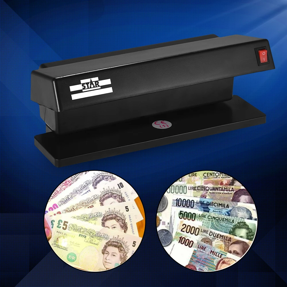 Многовалютный фальшивый банкнот-детектор ультрафиолета Двойной УФ-детектор банкнот для евро фунта США, штепсельная вилка ЕС