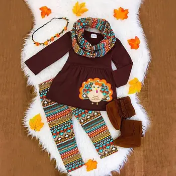

NEW Kids Baby Girls Turkey Clothes T-shirt Top Pants Leggings Cotton Outfit Sets