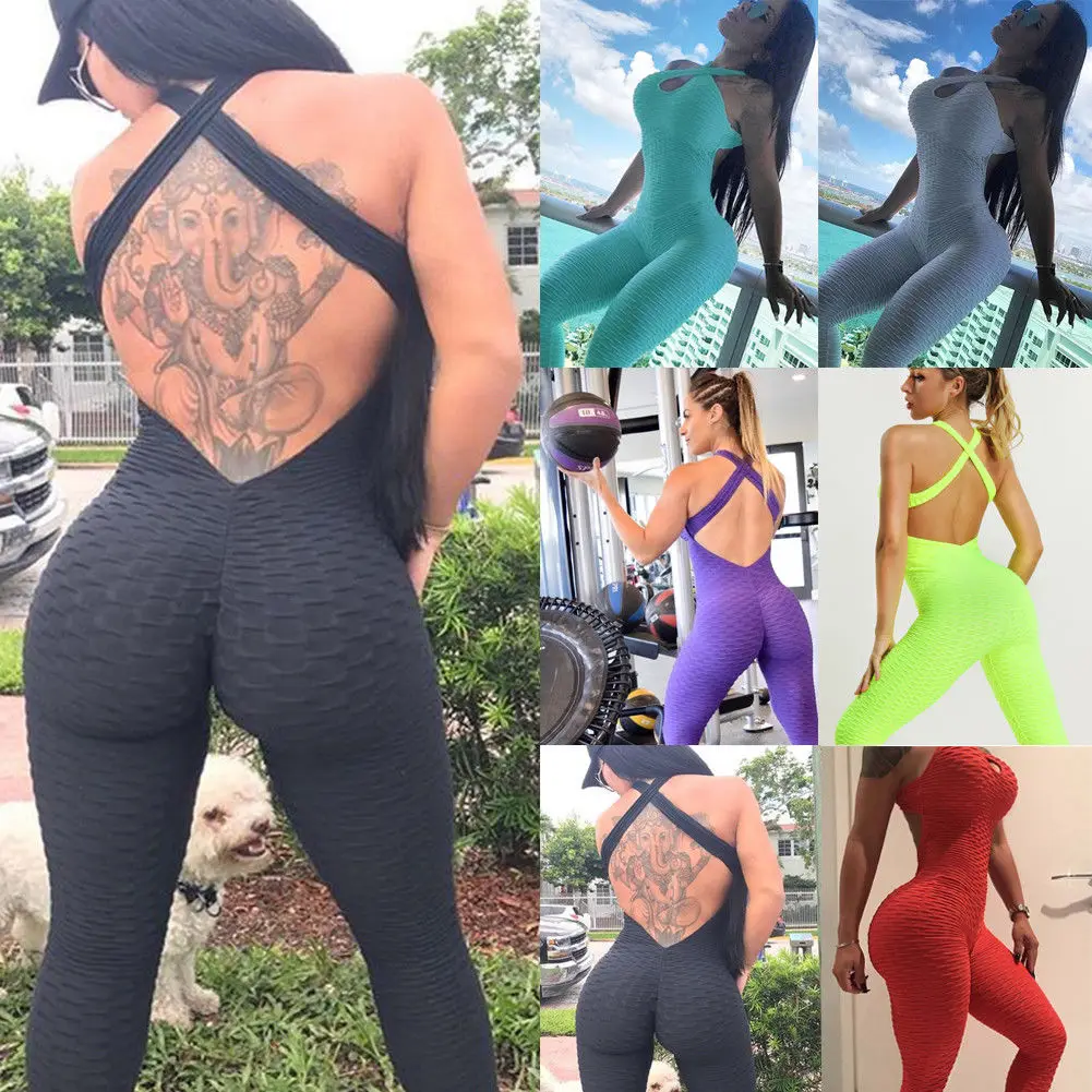 2019 Newest Hot Women's Sports YOGA Workout Fitness Leggings Pants Jumpsuit Bodysuit Rompers | Спорт и развлечения