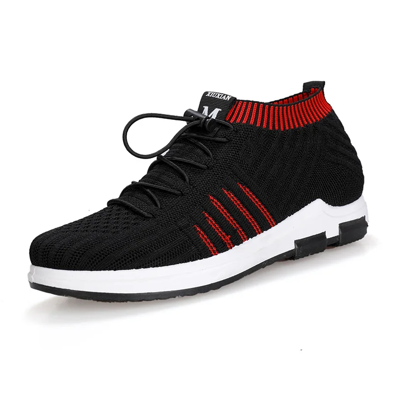 

2019 Spring Casual Fly Weave Socks Shoes For Men Breathable Wear Resistant Slip On Flats Shoes Men Outdoor Walking Shoes