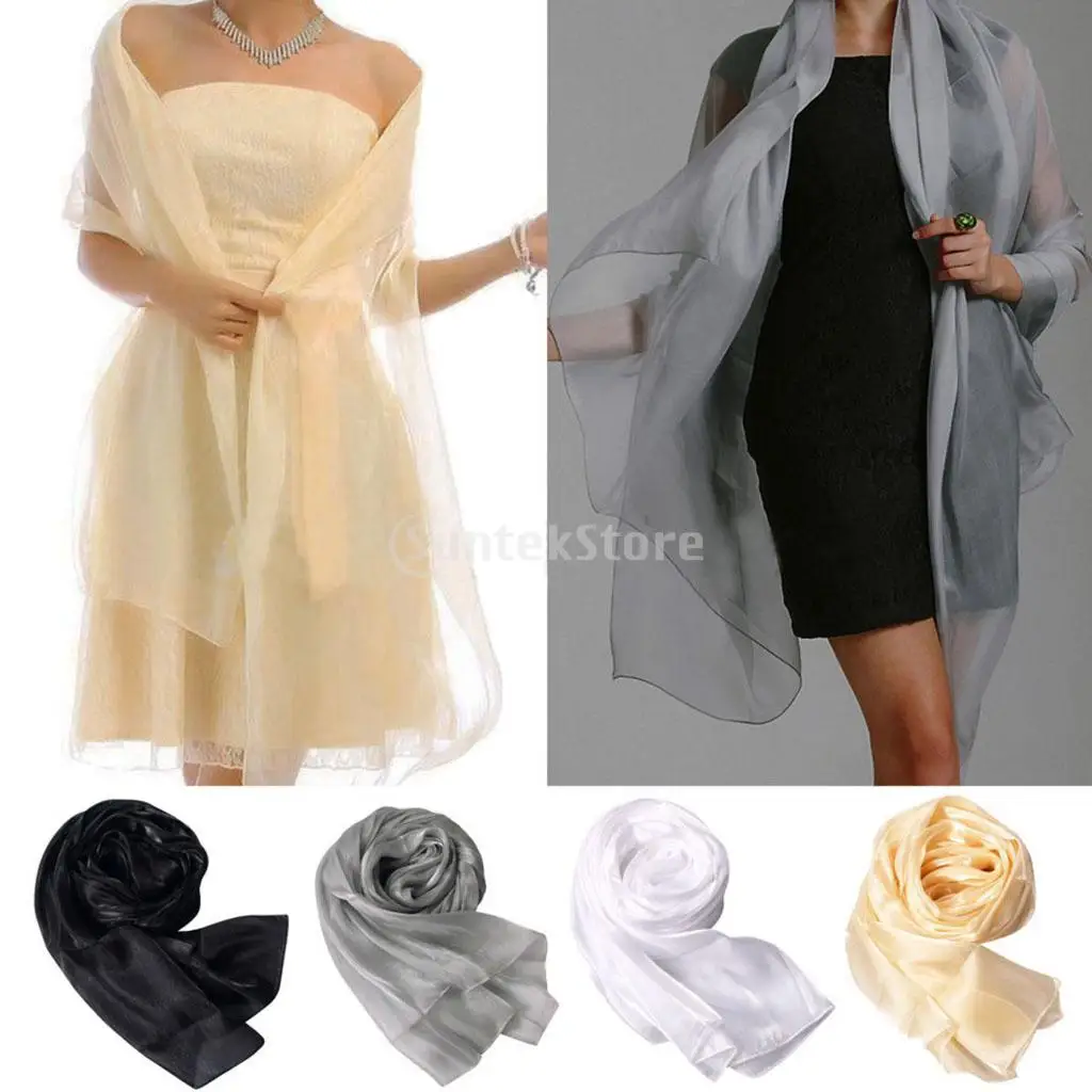 

Fashion Pashmina Lady Women Long Soft Wrap Lady Shawl Organza Chiffon Scarf Scarves for Weddings Bridal Bridesmaids Wear Evening