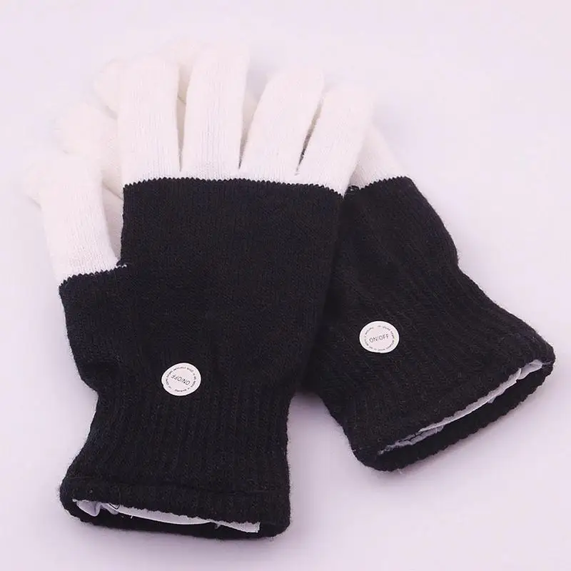 Рождественские черно-белые перчатки, 1 шт., светодиодный, светящийся в темноте, перчатки с блестками, развлекательные, рекламные, светящиеся перчатки