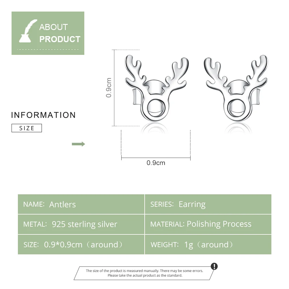 WOSTU, маленькие милые серьги-гвоздики в виде лося, 925 пробы, серебряные, для свадьбы, помолвки, роскошные ювелирные изделия для женщин, серьги, CTE116