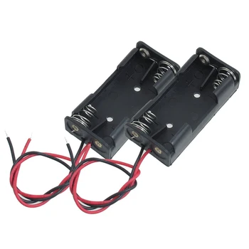 

2 Pieces 2 Pin Black Plastic 2 x 1.5V AAA Battery Cell Case Holder