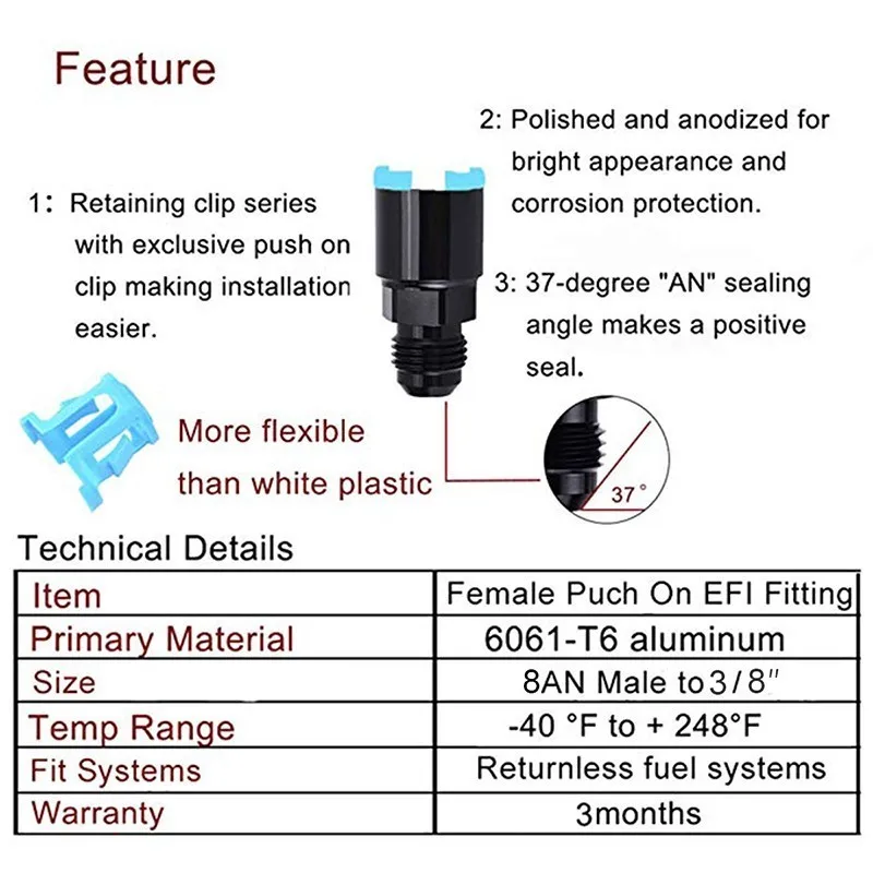 Алюминиевый фитинг адаптера evil energy AN8 EFI с 8 штекерами на 3/8 дюйма SAE