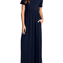 ZANZEA, летние женские макси длинные платья, повседневное свободное одноцветное платье с круглым вырезом размера плюс, короткие рукава, высокая талия, вечерние платья, Vestido