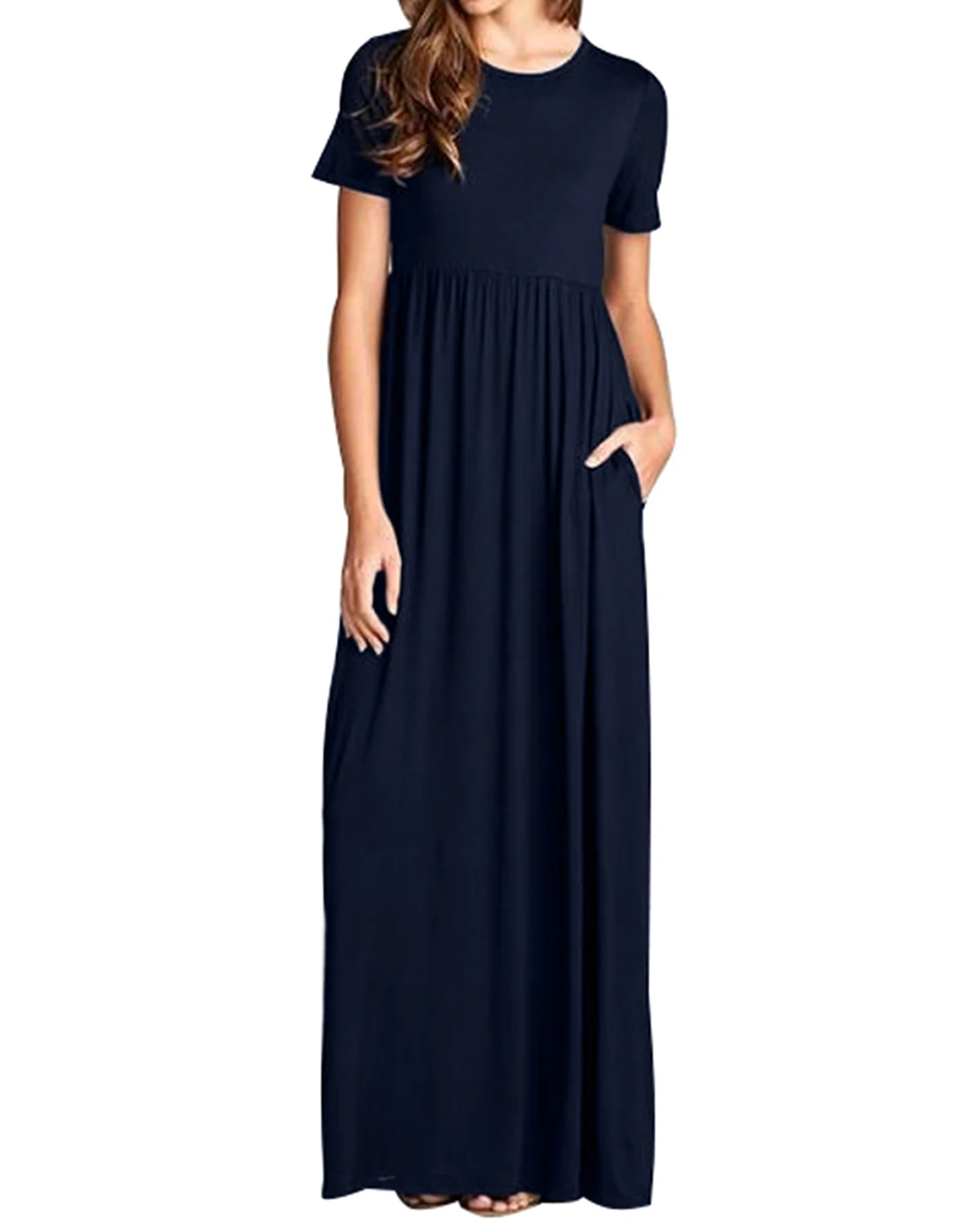 

ZANZEA 2019 Summer Women Maxi Long Dresses Casual Loose Solid O Neck Dress Plus Size Short Sleeve High Waist Party Dress Vestido