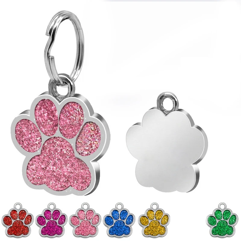 

1pc Paw Shape Pendants Pet Dog Accessories Alloy ID Tags Puppy Pet Collar Pendant for Pet Cat Dog Supplies 6 color
