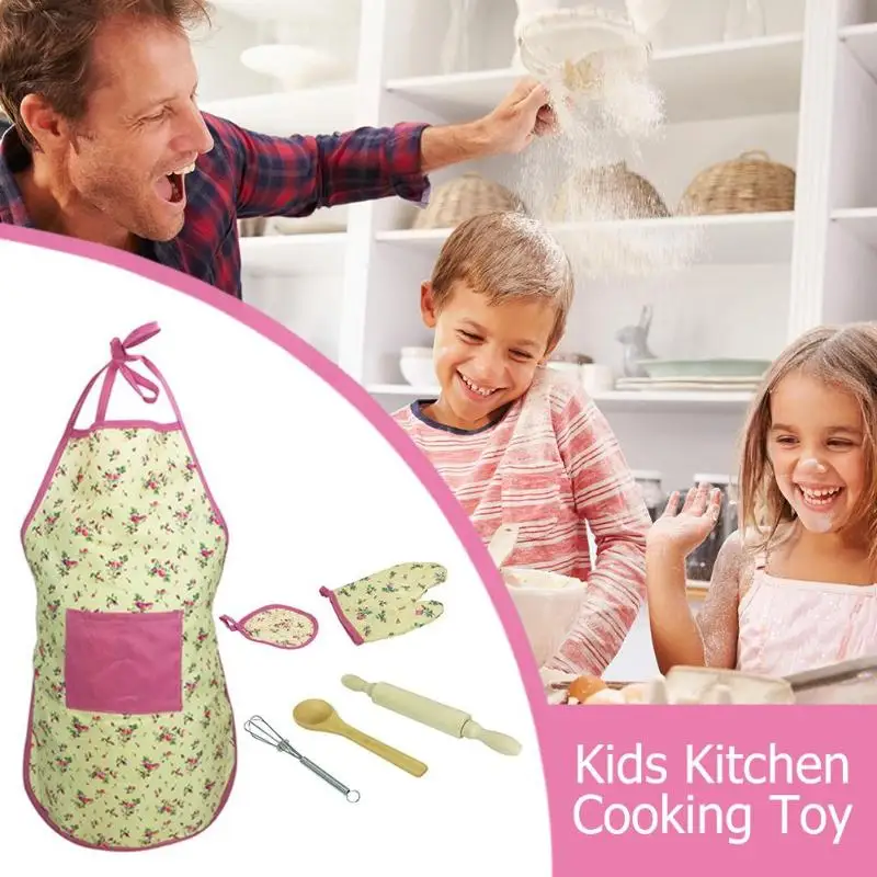 Детская кухонная игрушка для приготовления пищи Детский костюм фартук шеф-повар ролевые игры игрушка инструмент для выпечки счастливые
