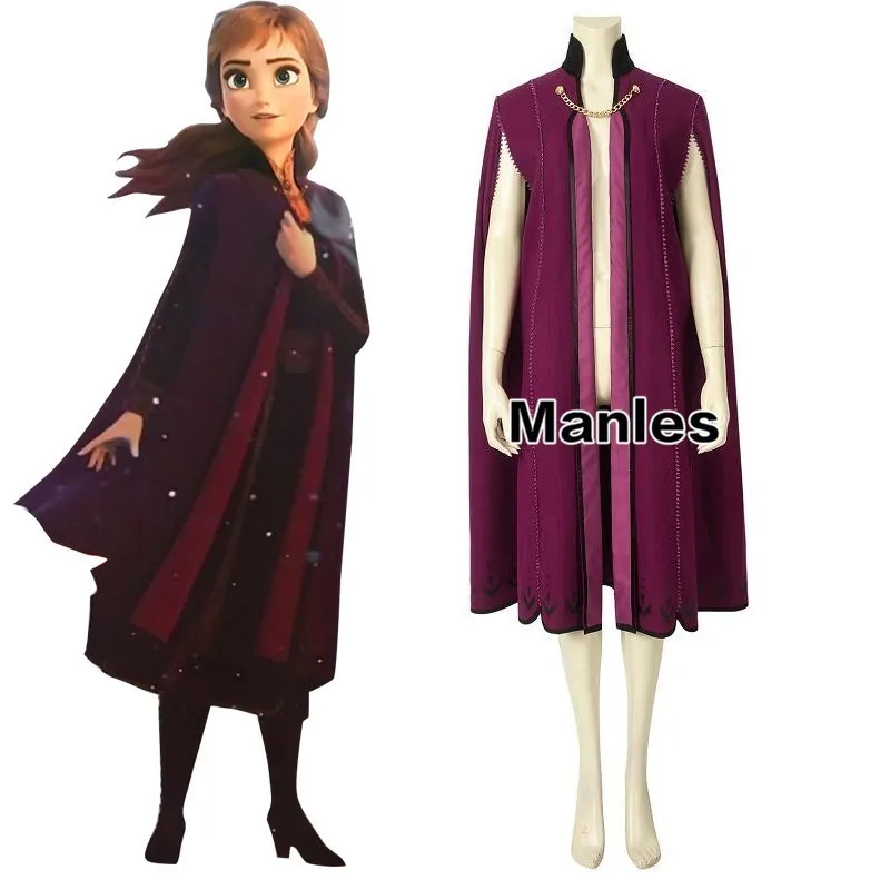 

Anna Queen Costume Snow Ice Pricess Cosplay Adult Froze Custom Halloween Christmas Carnival Party Only Cloak Dress Bag Pants