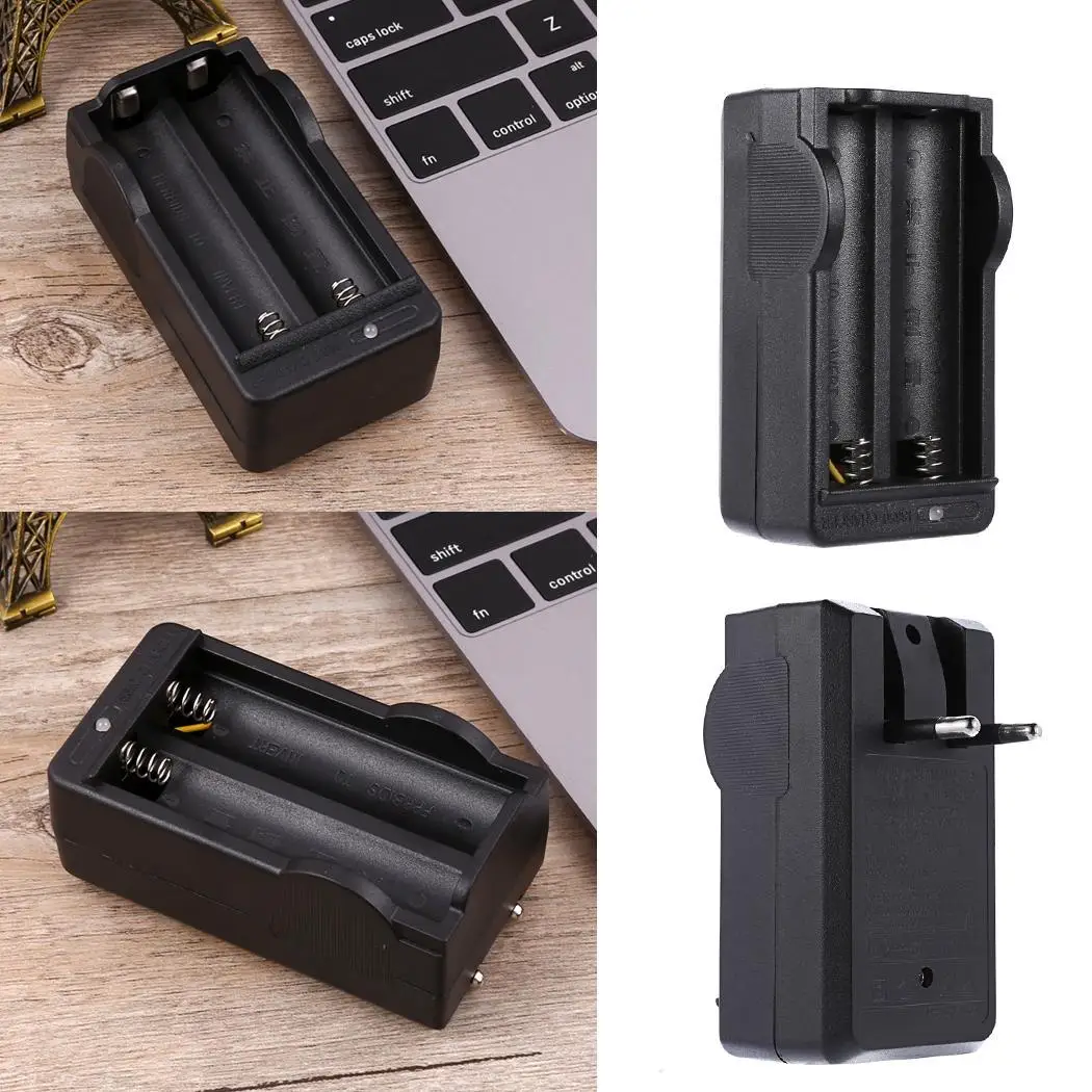 

2 Slot Rechargeable EU Plug Battery Charger For 18650 Lithium 800mA It can batteries the same time. Battery