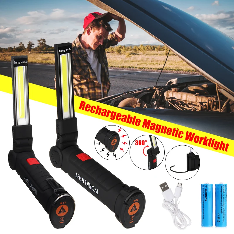 Portable COB LED Work Light USB Rechargeable Flashlight Magnetic COB Lanterna Torch Hanging Hook Lamp Built-in 18650 Battery Portable COB LED Work Light USB Rechargeable Flashlight Magnetic COB Lanterna Torch Hanging Hook Lamp Built-in 18650 Battery