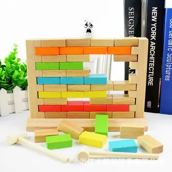 

Wooden Disassembling combination Table Game Kids Digital arithmetic blocks Montessori toys 54 PCS wood Knock against wall blocks