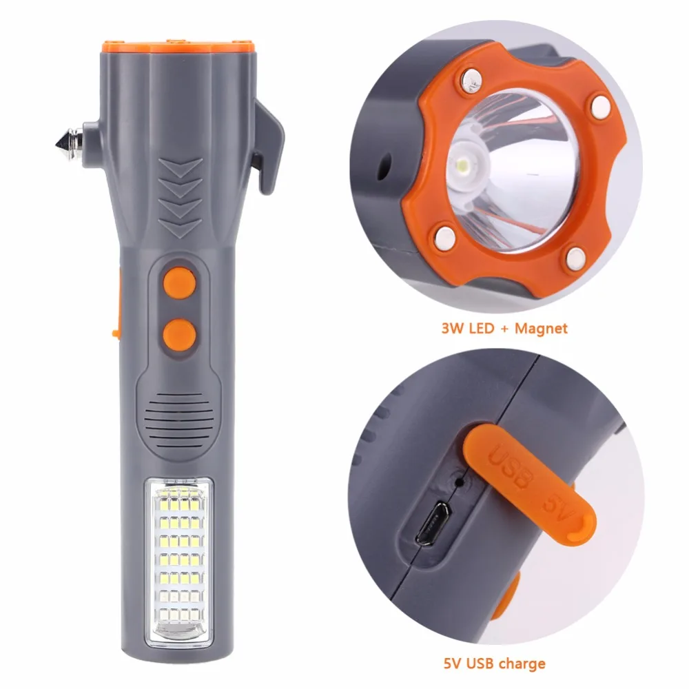 Multi-function 29 LED Flashlight Powerful Flash Torch Light With Emergency Hammer Seat Belt Cutter USB Work Safety Light HotSale
Multi-function 29 LED Flashlight Powerful Flash Torch Light With Emergency Hammer Seat Belt Cutter USB Work Safety Light HotSale