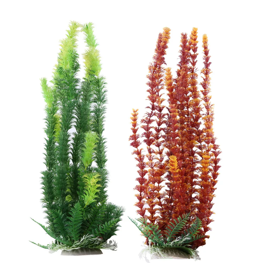 Природный зеленый красный 45 см искусственное пластиковое растение Нарцисс водная Трава Аквариум аквариум, декоративный орнамент 2 цвета