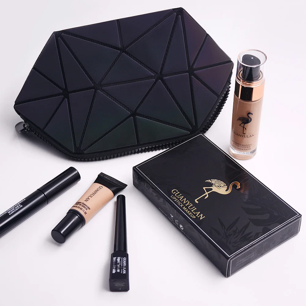 

GUANYULAN Professional Makeup Set Bag 6 Colors Matte Lipstick Concealer, Liquid Foundation Mascara Eyeliner Tools