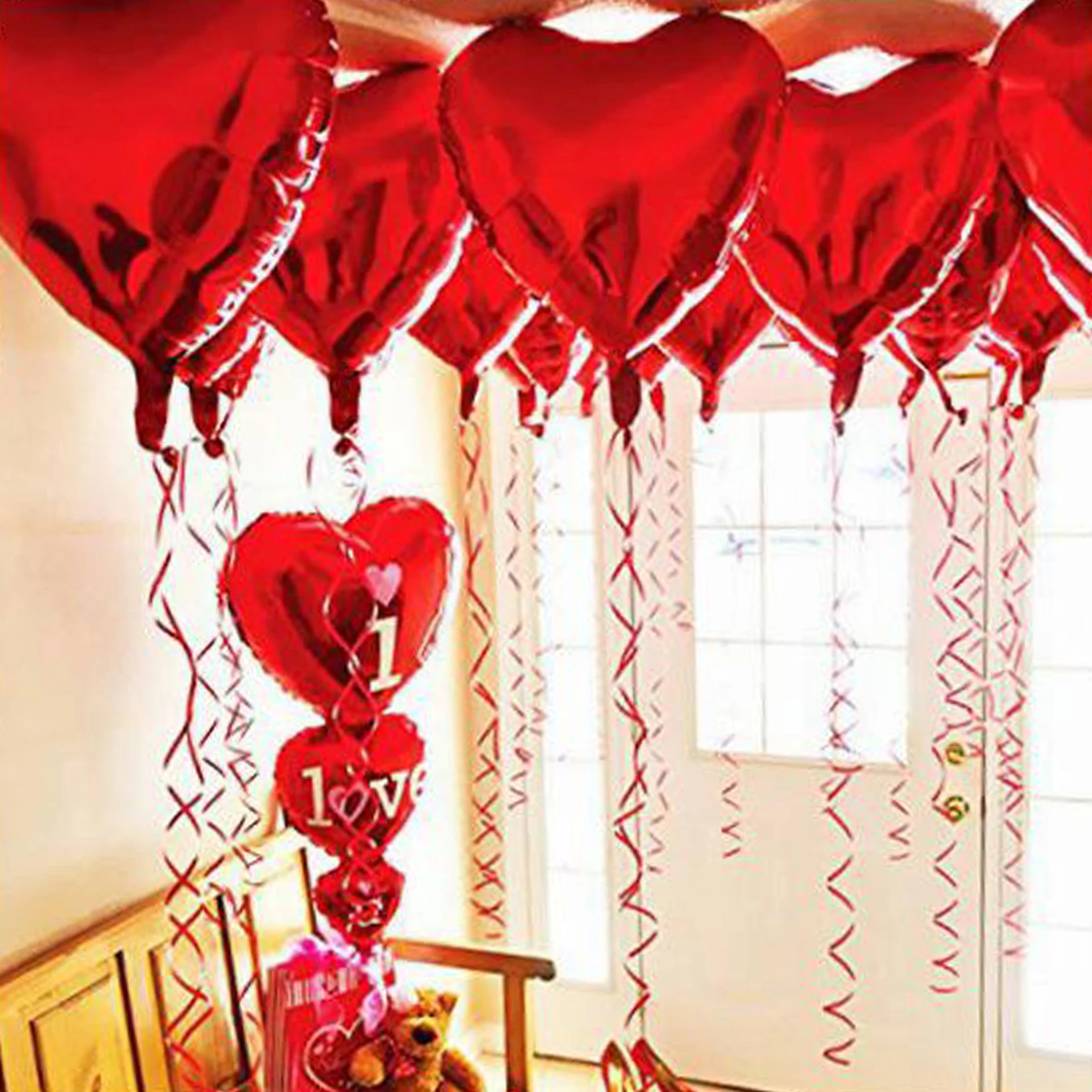 

10pcs Heart Foil Helium Balloons Red Heart Wedding Party Balloons Birthday Decoration