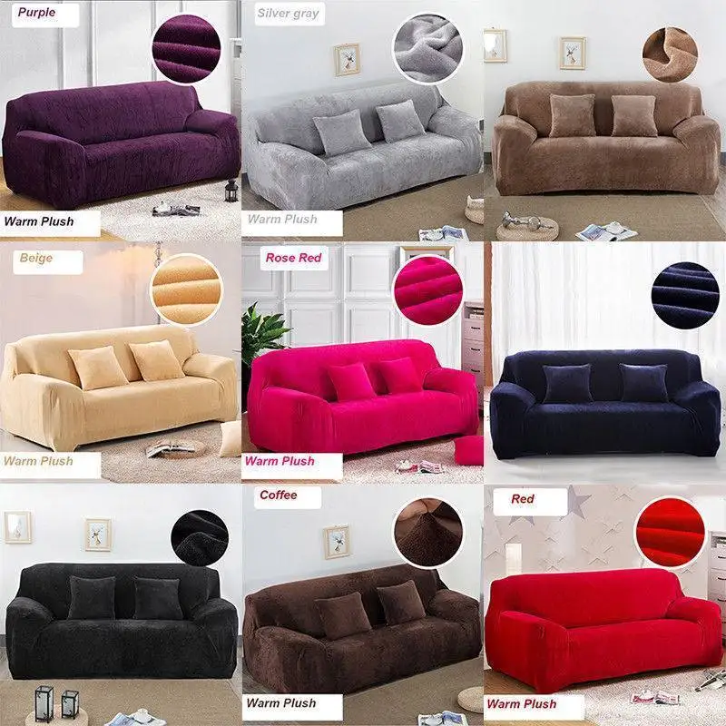 

2 Seat Elastic Spandex Sofa Cover Universal Solid Color Stretch Couch Slipcover funda sofa elastica 4 plazas plaid canape