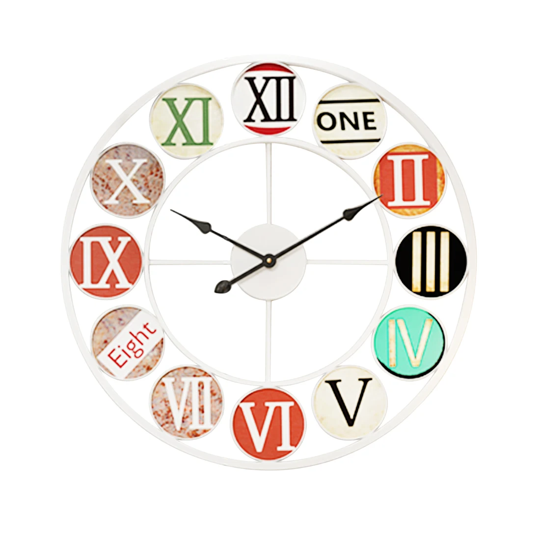 

50cm Retro Style Iron Silent Wall Clock Mediterranean Style Home Decoration Large Wall Clocks For The Living Room - White