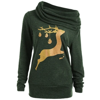 

Elk Deer Print Cowl Neck Pullover Sweatshirt