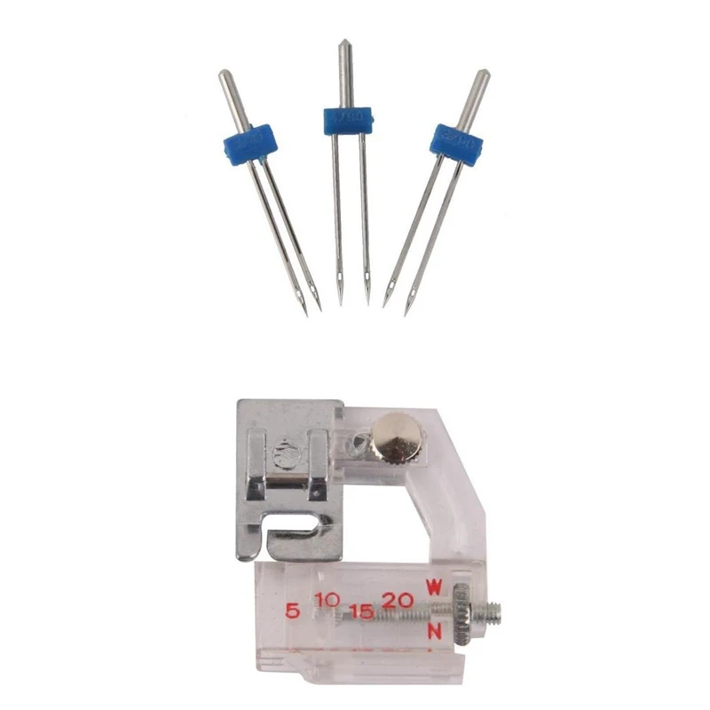 ABGC 4 قطع ملزم ماكينة خياطة قطعة قدم الضغط في ماكينة الخياطة ودائم مزدوجة التوأم إبر دبابيس ماكينة خياطة اكسسوارات