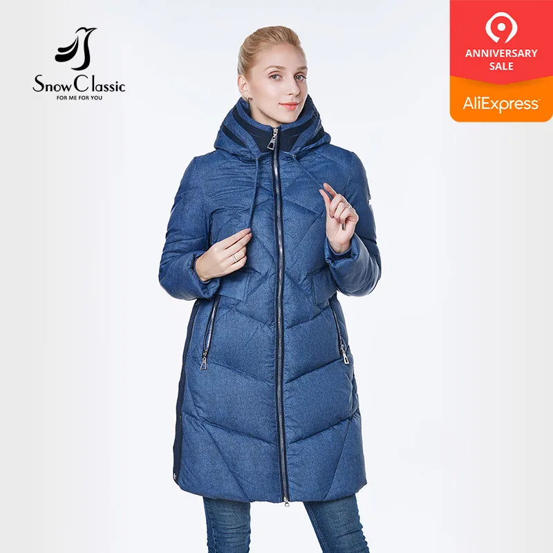 

SnowClassic 2018jacket women camperas mujer abrigo invierno coat women park Thick section Wear a hat Side button European desig