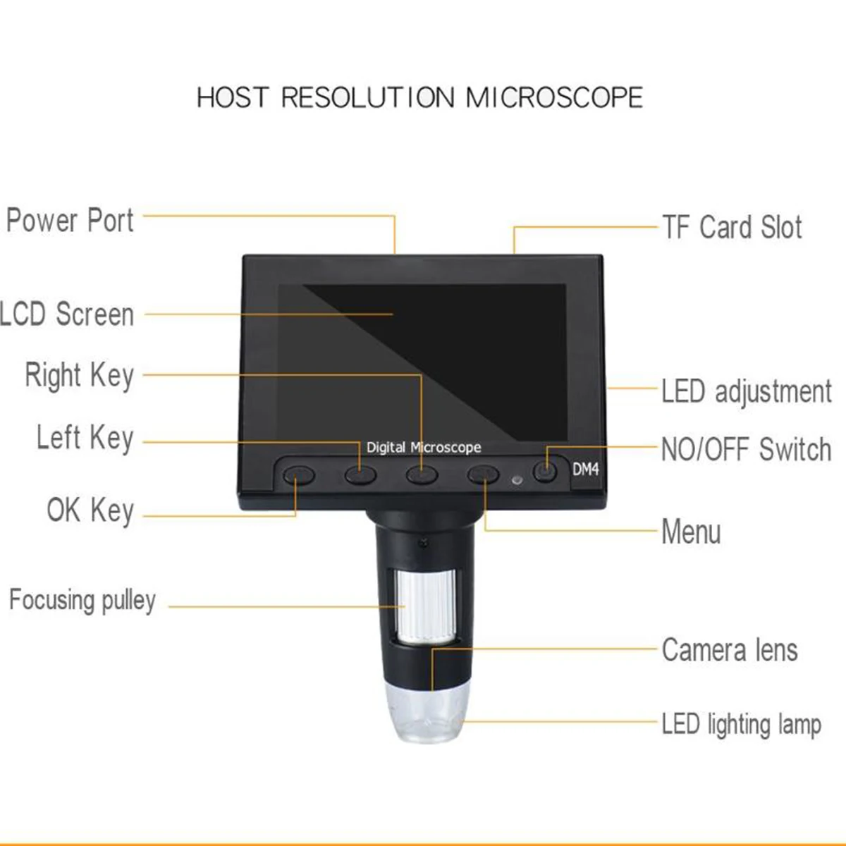  Microscopio electrónico Digital USB de 1000x20 MP DM4 de 43 