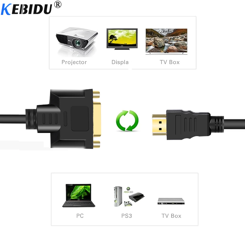 Кабель KEBIDU HDMI DVI адаптер 24 + 5 для HDTV DVD компьютера штекер гнездовой конвертер