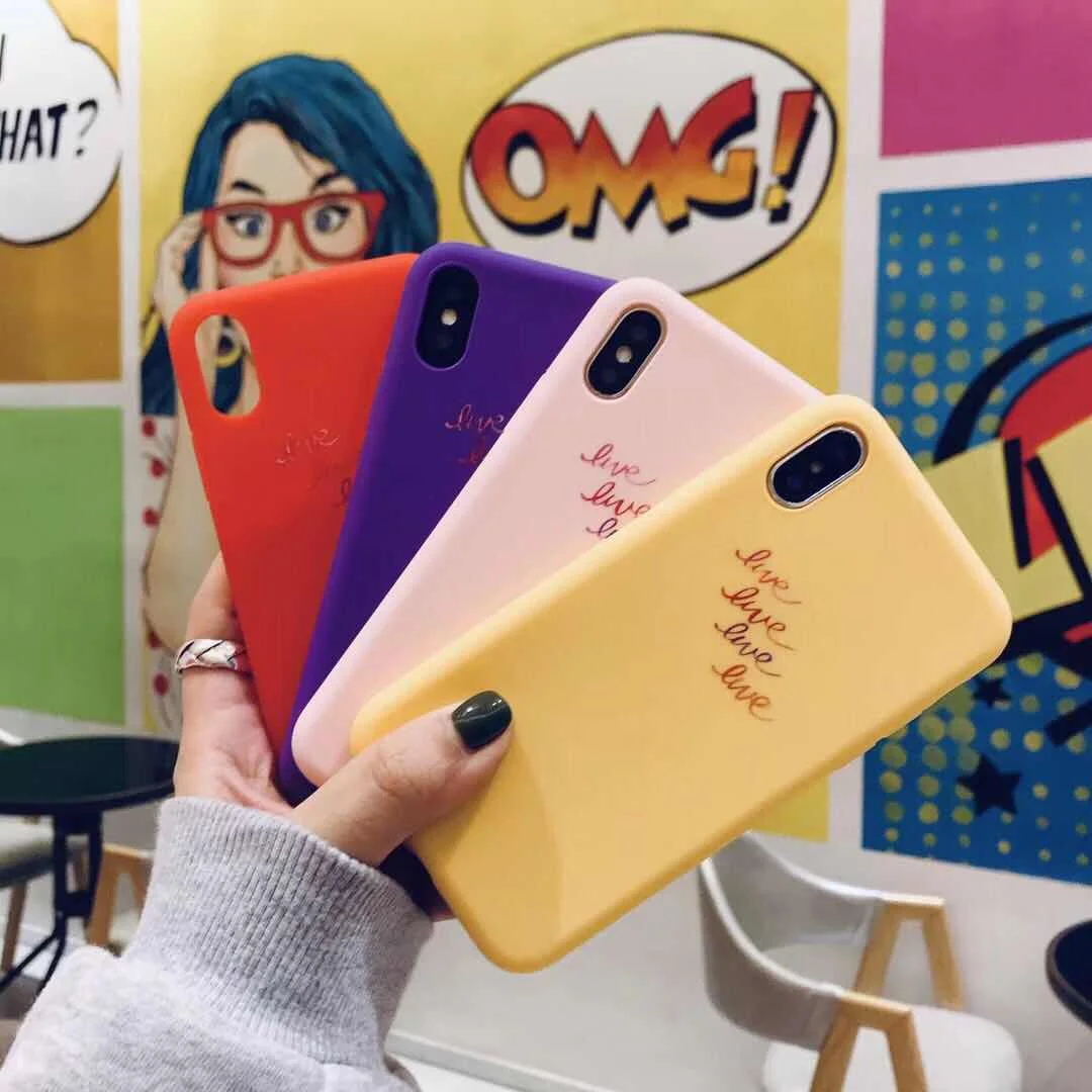 

English Words Candy Color Phone Case For iPhone XS Max XR XS X 8 Plus Simple Silicone Cover For iPhone 6 6S 7 Plus Soft TPU Case