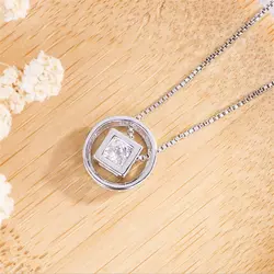 HEYLUOKE 925 браслет из чистого серебра Cube ожерелья и подвески для женщин Мода леди кубический цирконий Стерлинговое Серебро-ювелирные изделия