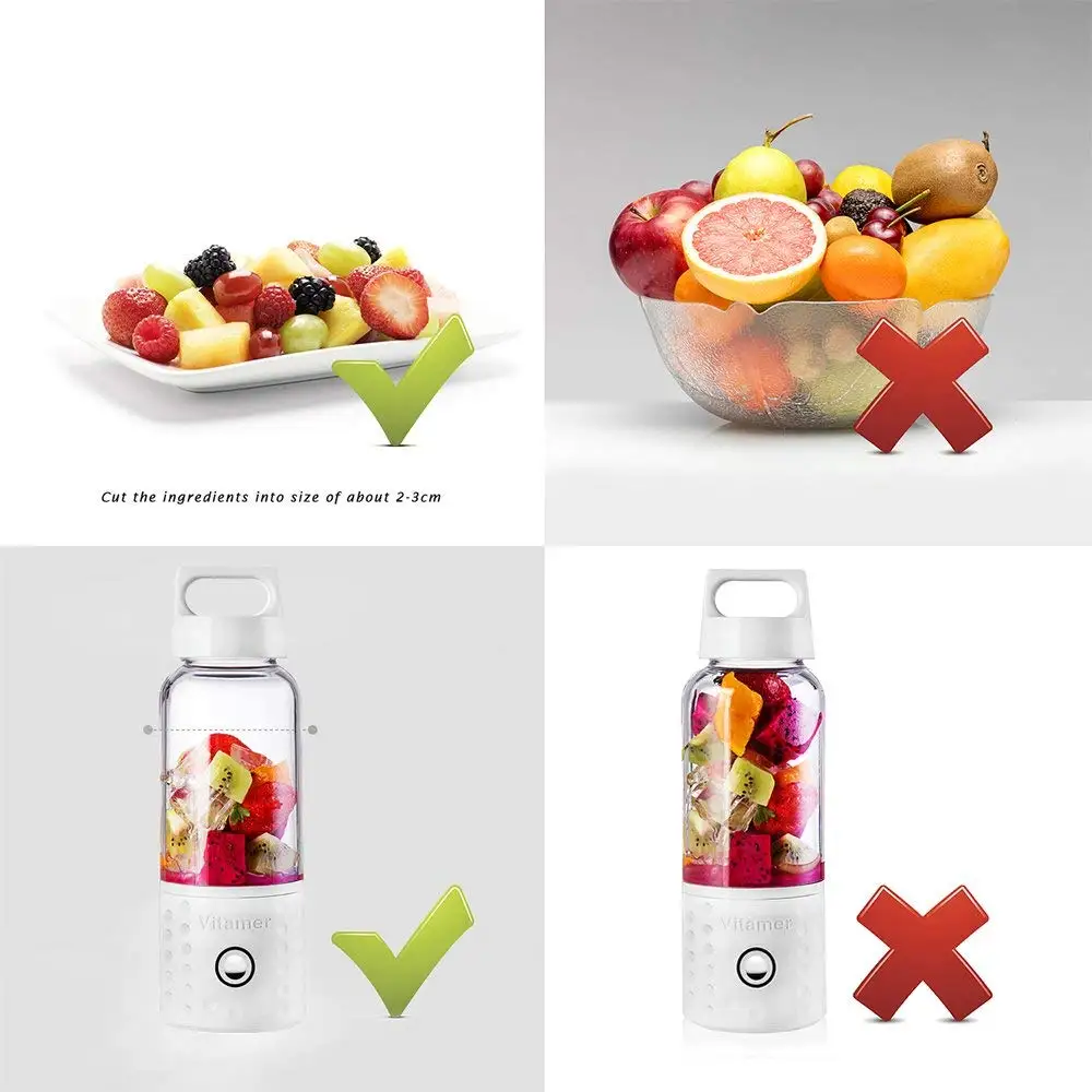  Portable Blender Smoothie Blender USB Juicer Cup 17oz Fruit Mixing Machine with 4000mAh Rechargeabl