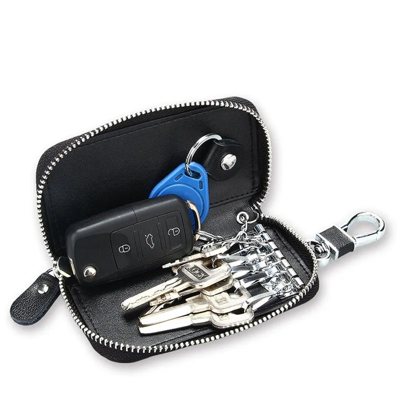 

Casual Genuine Leather Unisex Keys Wallets Top Quality Men Car Key Holder Fashion Women Simple Housekeeper Holder Zipper Key Bag