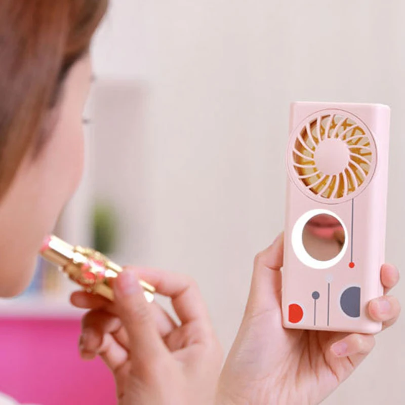 

Multifunction Portable Fan with Aroma Diffuser USB Charging practical Mini Fan with makeup full light function 3 Colors #3