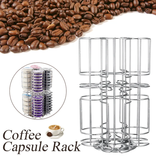 Special Offers 8 Holes 360 Degree Rotating Base Metal Chrome Tower Stand Coffee Capsule Pod Holder Revolving Display Storage Rack
