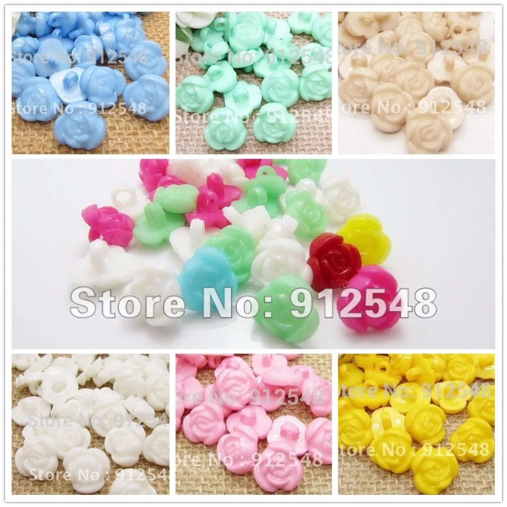 

14mm Candy-colored flowers plastic buttons, clothing accessories DIY handmade materials, Sewing tools 50 pcs free shipping
