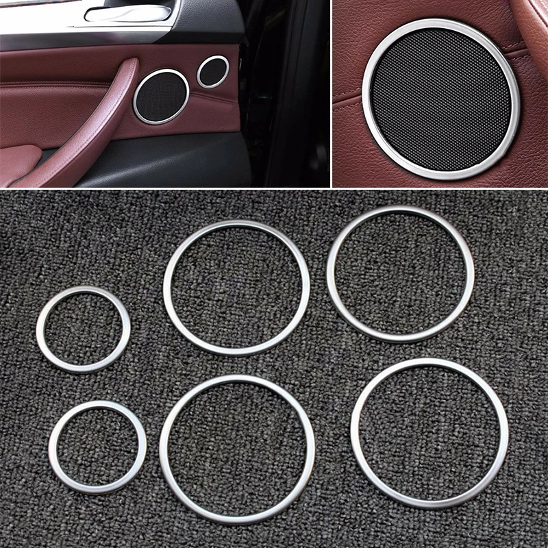 

6pcs/set Car Door Speaker Sound Decor Cover Trim Ring for BMW X5 E70 X6 E71 08-13 Auto Accessories