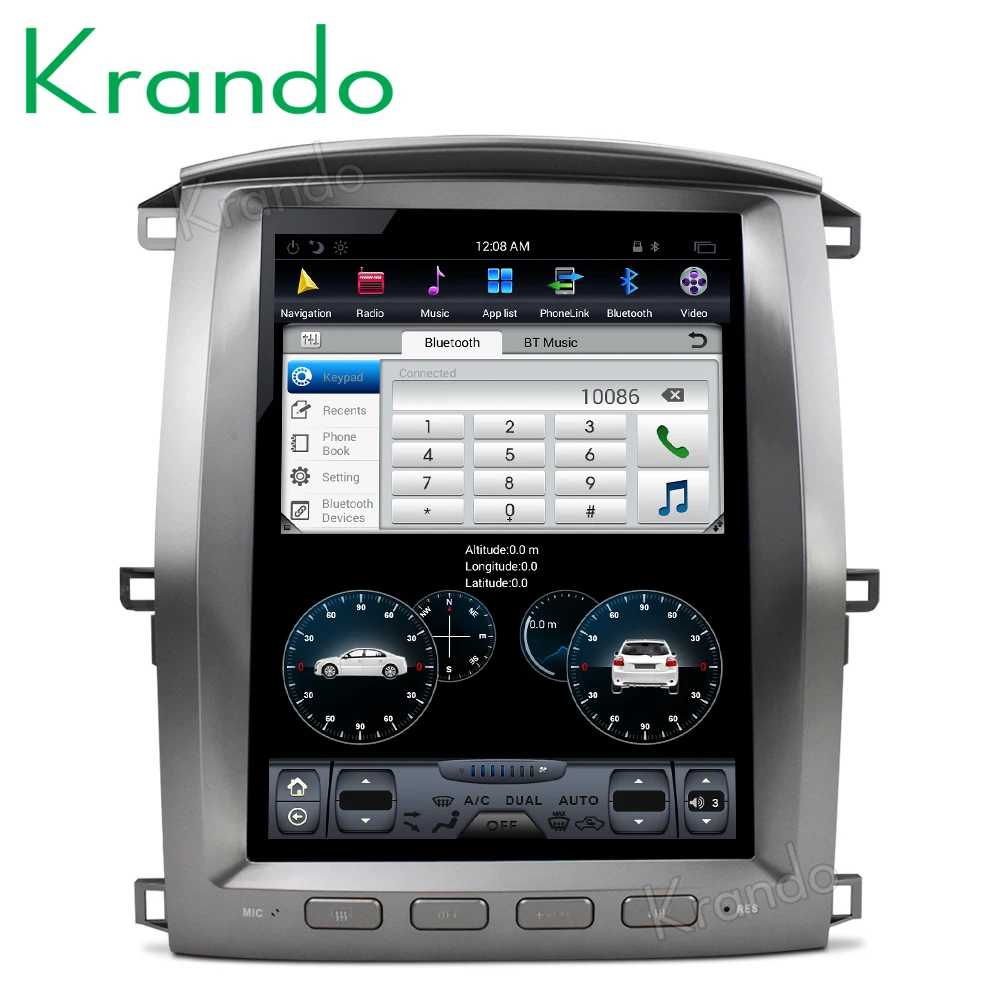 Best Krando Android 8.1 12.1" Vertical screen car audio radio player for Toyota Land Cruiser lc100 2002-2007 GPS navigation 5