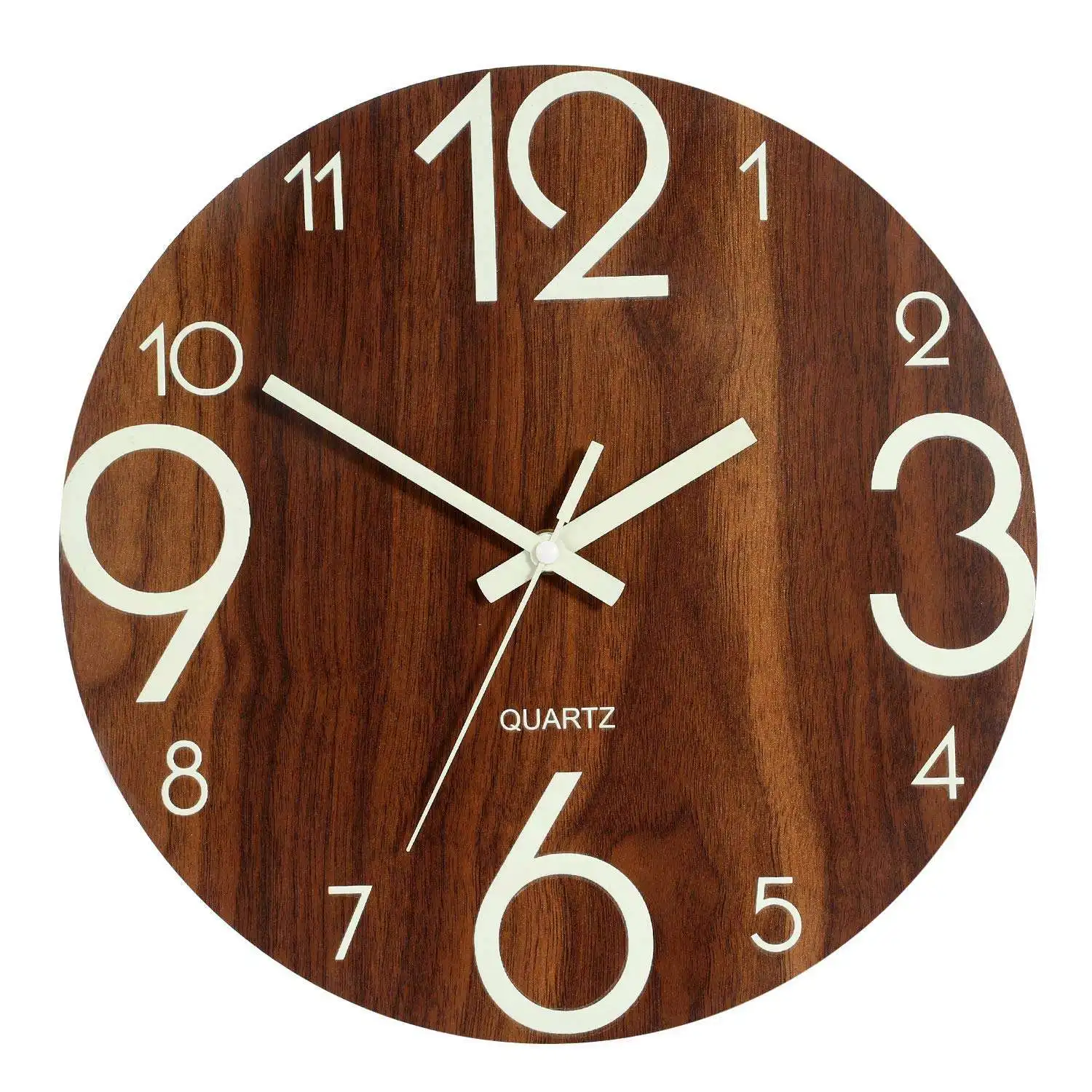 

Botique-Luminous Wall Clock,12 Inch Wooden Silent Non-Ticking Kitchen Wall Clocks With Night Lights For Indoor/Outdoor Living