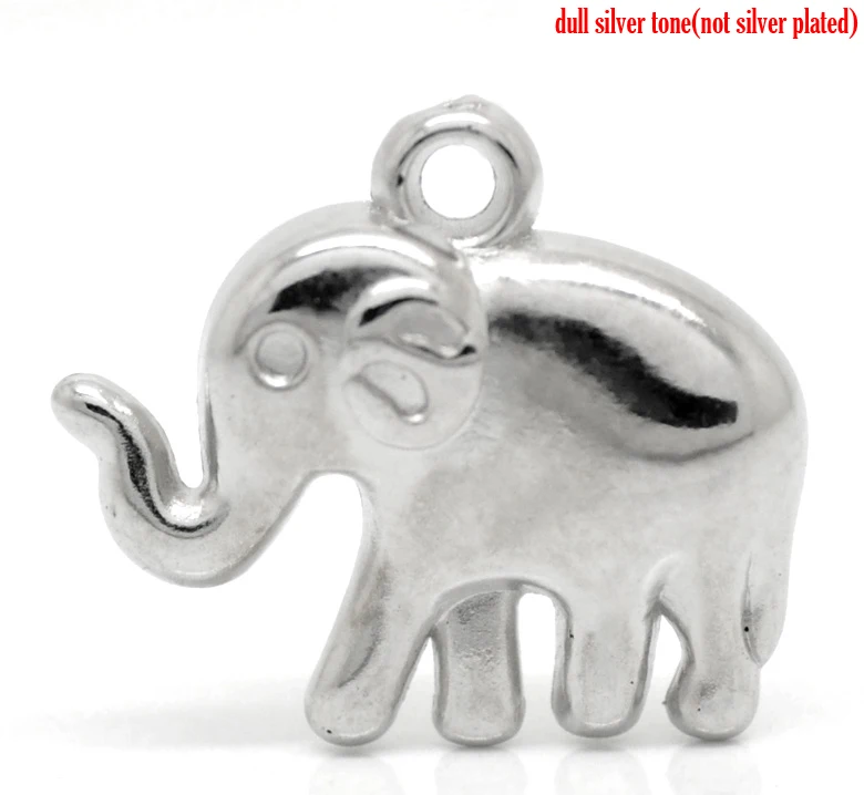 

DoreenBeads 50PCs Silver Tone CCB Elephant Animal Charm Pendants 24mmx21mm(1"x 7/8") (B19874) yiwu