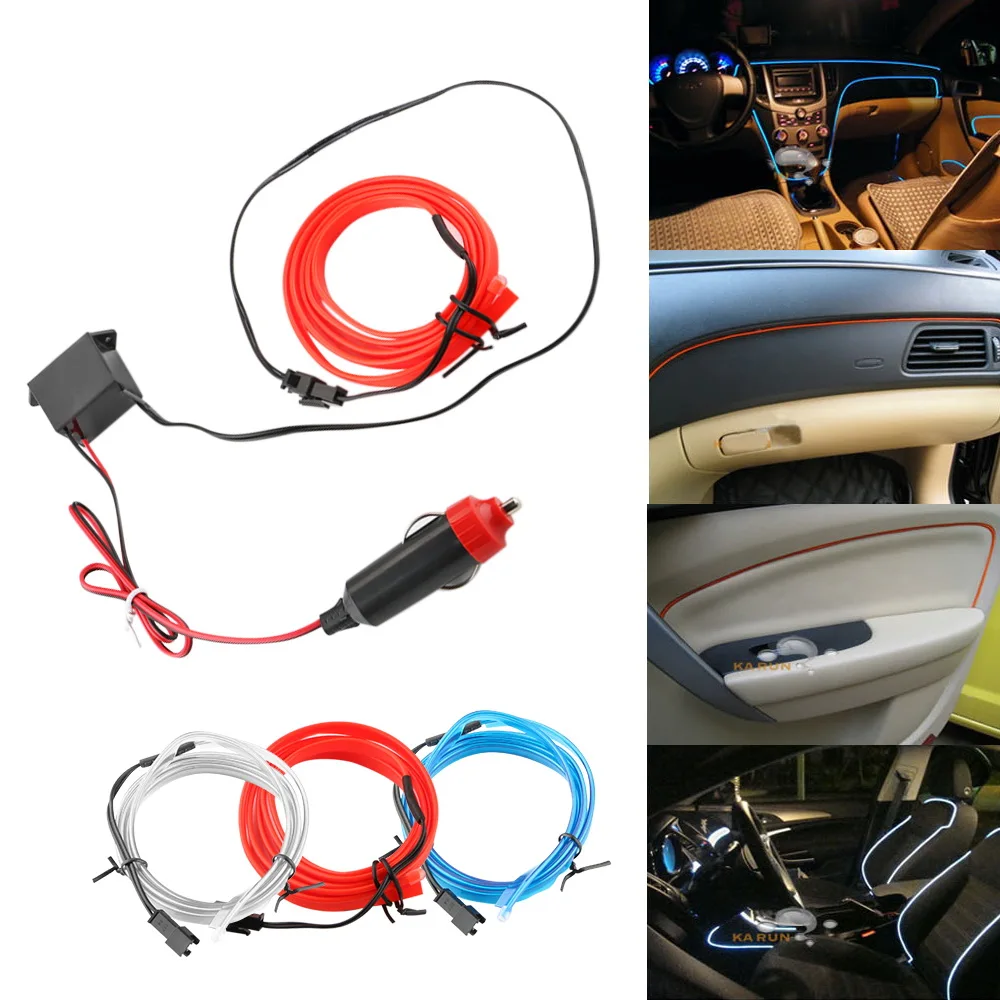 

FORAUTO 1M/set Auto Lamps Light Strips Flexible Neon EL Wire Car styling Car 12V LED Cold lights Decorative Lamp